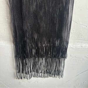 Black Sheer Fringe Scarf Boho Festival Goth Witchy Layering Wrap 80x30 fringe